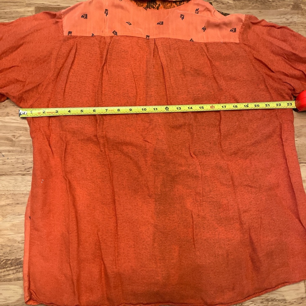 Vintage Orange And Brown Patterned Button Down Sh… - image 6